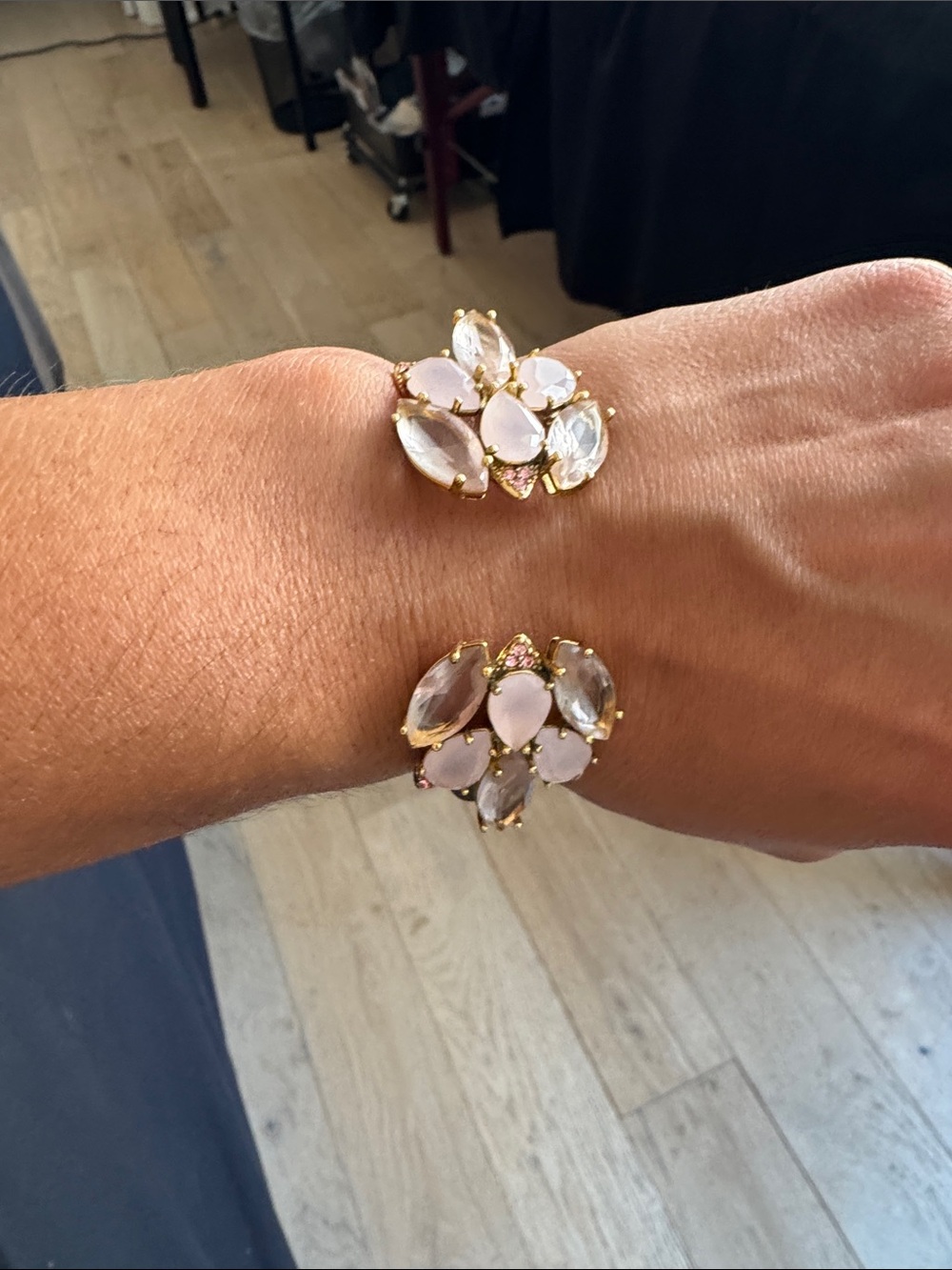 kate spade Gold-Tone Bracelet with Pale Pink and Clear Stones